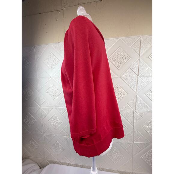 Red Cardigan sweater women's size Large 3/4 sleeve George flaw see description - Picture 14 of 16